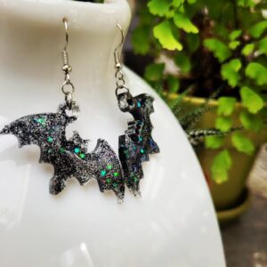 Boucles d'oreilles Chauve-souris en Résine Scintillante