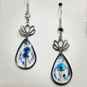 Boucles d'Oreilles "Lotus Azuré & Fleur Éternelle"