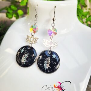 Boucles d'Oreilles "Nuit Étoilée et Papillon Féerique"