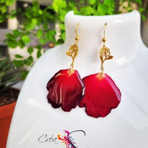 Boucles d'Oreilles "Éternelle Rose" Pétales Encapsulés