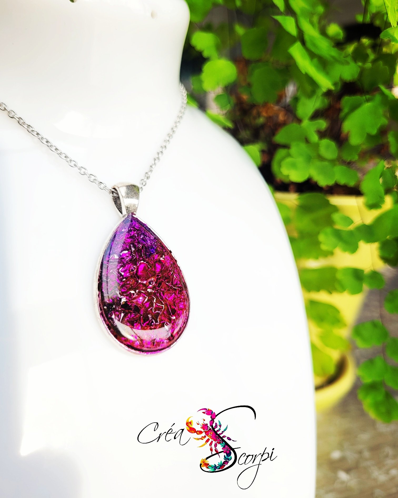 Collier "Goutte Éclatante" Mystère Pourpre