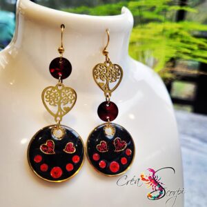Boucles d'Oreilles "Éclat Passionné" Arbre de Vie & Cœurs