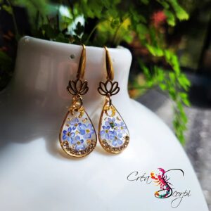 Boucles d'oreilles "Gouttes de Myosotis Éternel"
