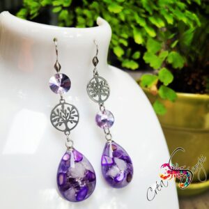 Boucles d'oreilles "Arbre de Vie Mystique Améthyste" (Dépareillées)