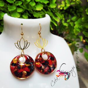 Boucles d'oreilles "Lotus de Feu et d'Or"