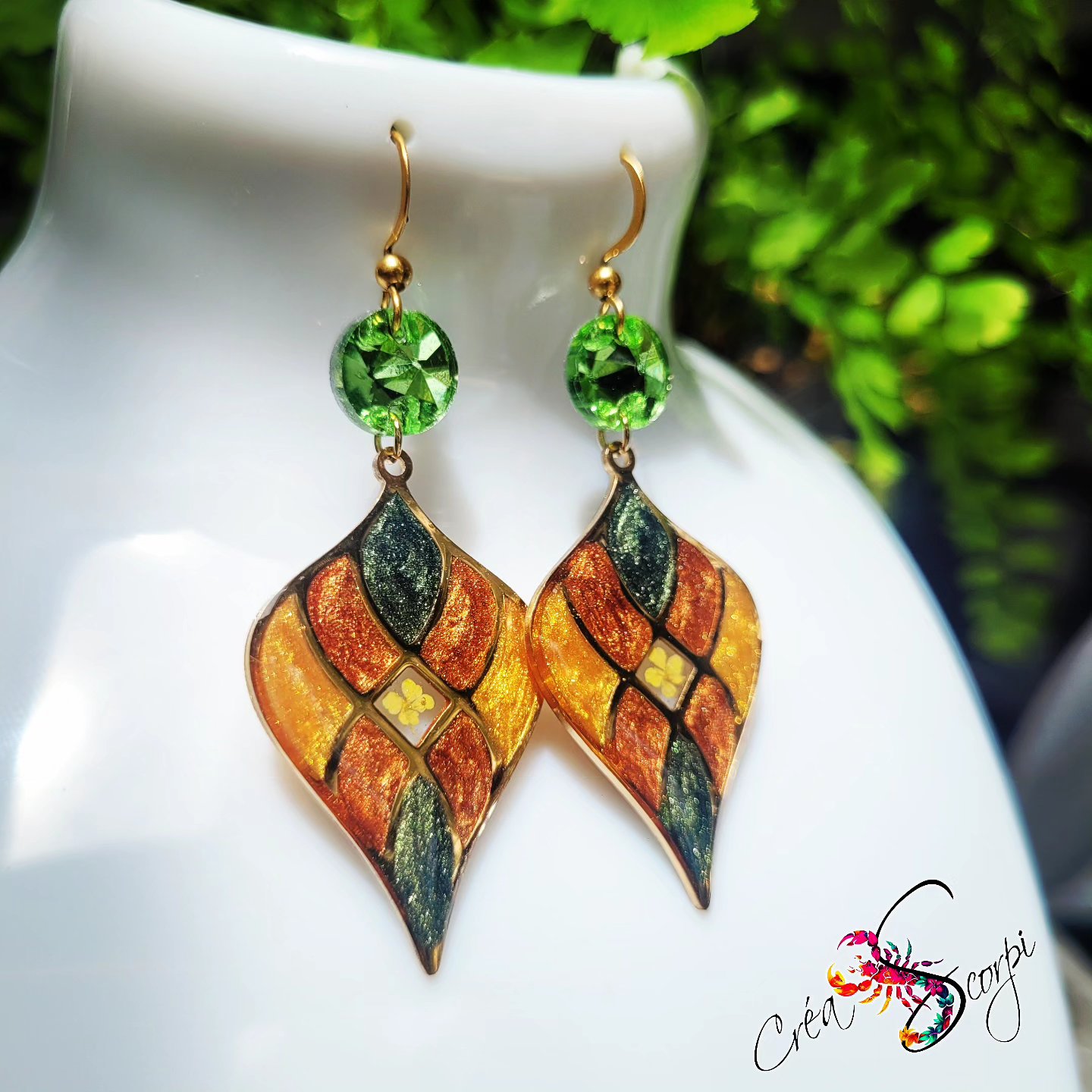 Boucles d'oreilles "Éclat d'Automne" Style Vitrail