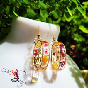 Boucles d'Oreilles Anneaux "Jardin d'Automne" - Fleur de Lotus