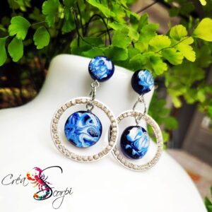 Boucles d'Oreilles Cercle Céleste Marbré