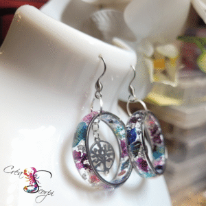 Boucles d'Oreilles Anneaux "Arbre de Vie" - Jardin Fleuri