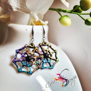 Boucles d'Oreilles Toile d'Araignée Holographique