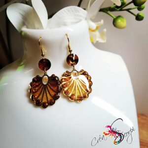 Boucles d'Oreilles "Écailles de l'Aube" Dorées