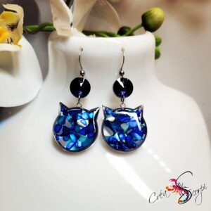 Boucles d'Oreilles Chats "Écailles Océanes"