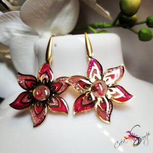 Boucles d'Oreilles Fleur Rosée Éternelle