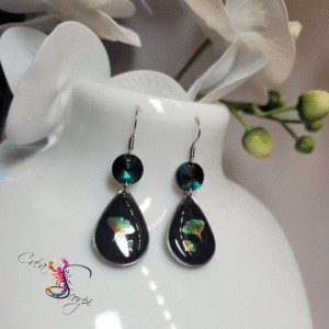 Boucles d'Oreilles Gouttes Feuille de Ginkgo
