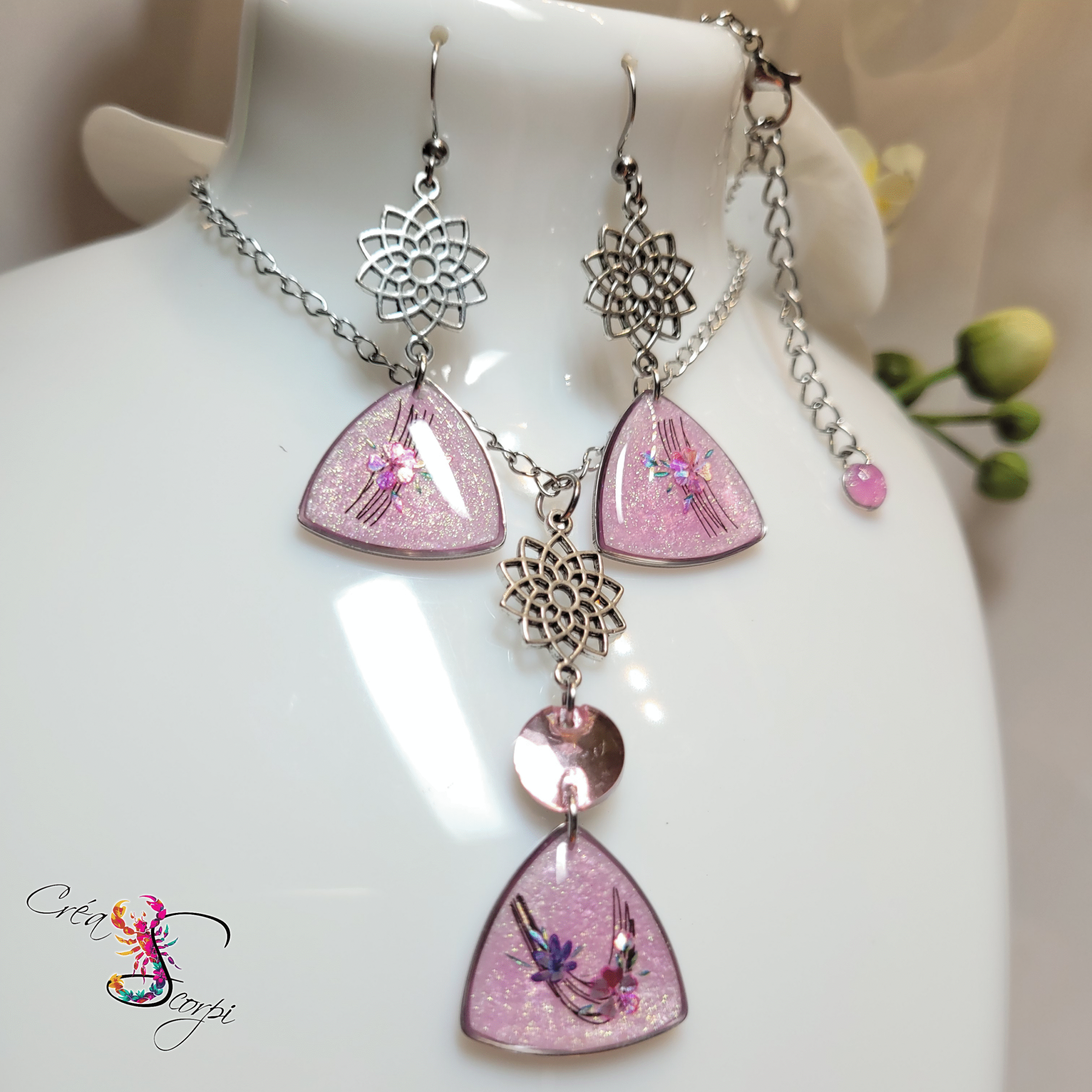 Parure "Éclat Floral Rosé"
