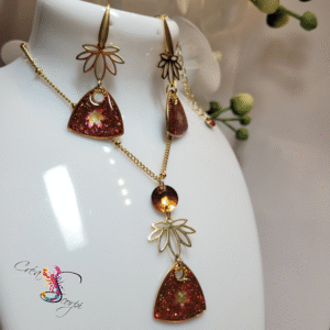 Parure "Trilogie Scintillante Cuivrée - Éclat Floral"