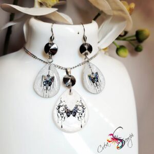 Parure Papillon Mystique Blanche et Pailletée