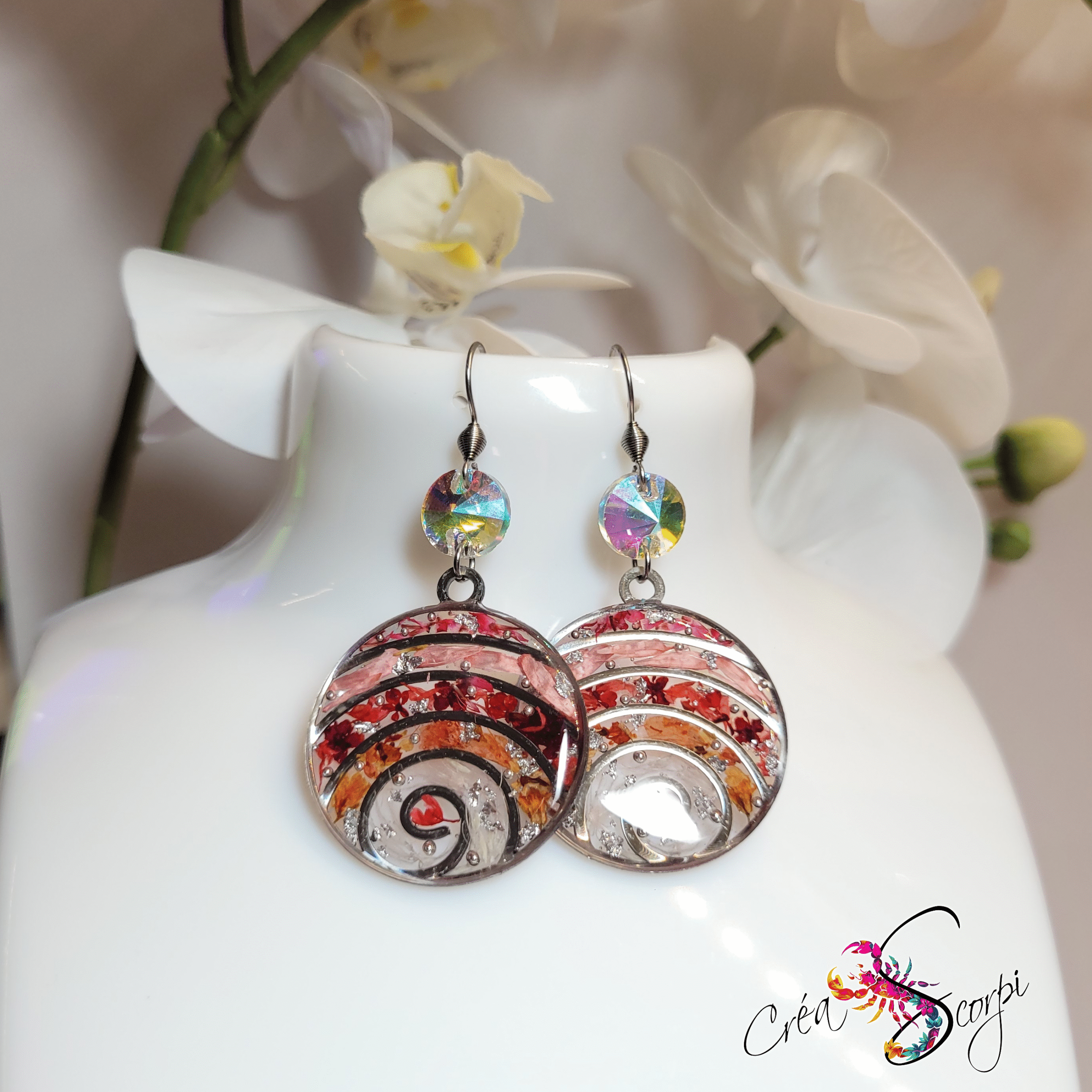 Boucles d'Oreilles Galaxie Florale Rosée – Image 2