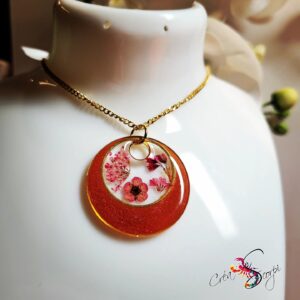 Collier Cercle Floral Cuivré avec Fleurs Séchées