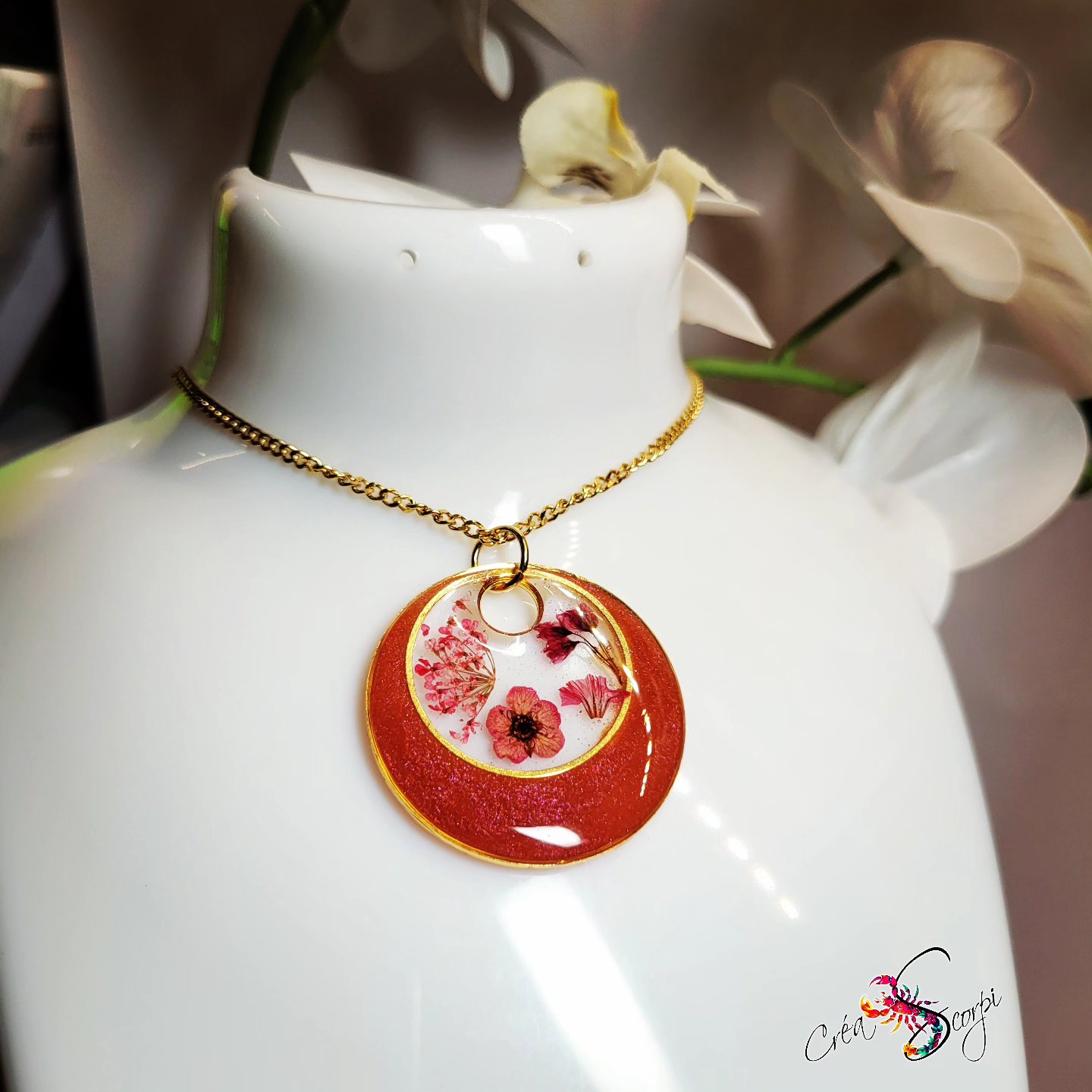 Collier Cercle Floral Cuivré avec Fleurs Séchées – Image 2