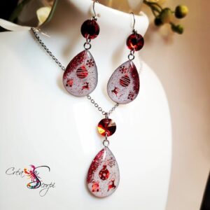 Parure de Fêtes Scintillante Rouge et Argent