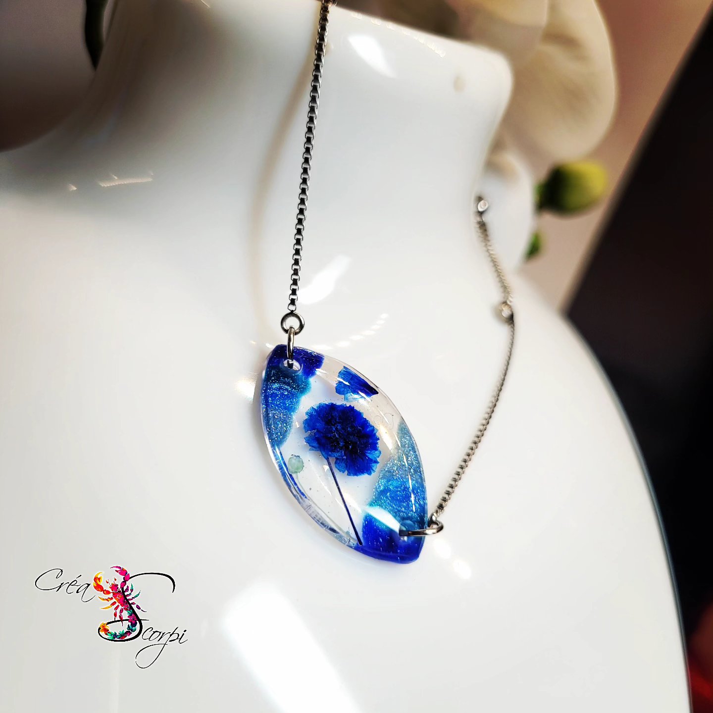 Bracelet ajustable "Ode Bleue Ovale"