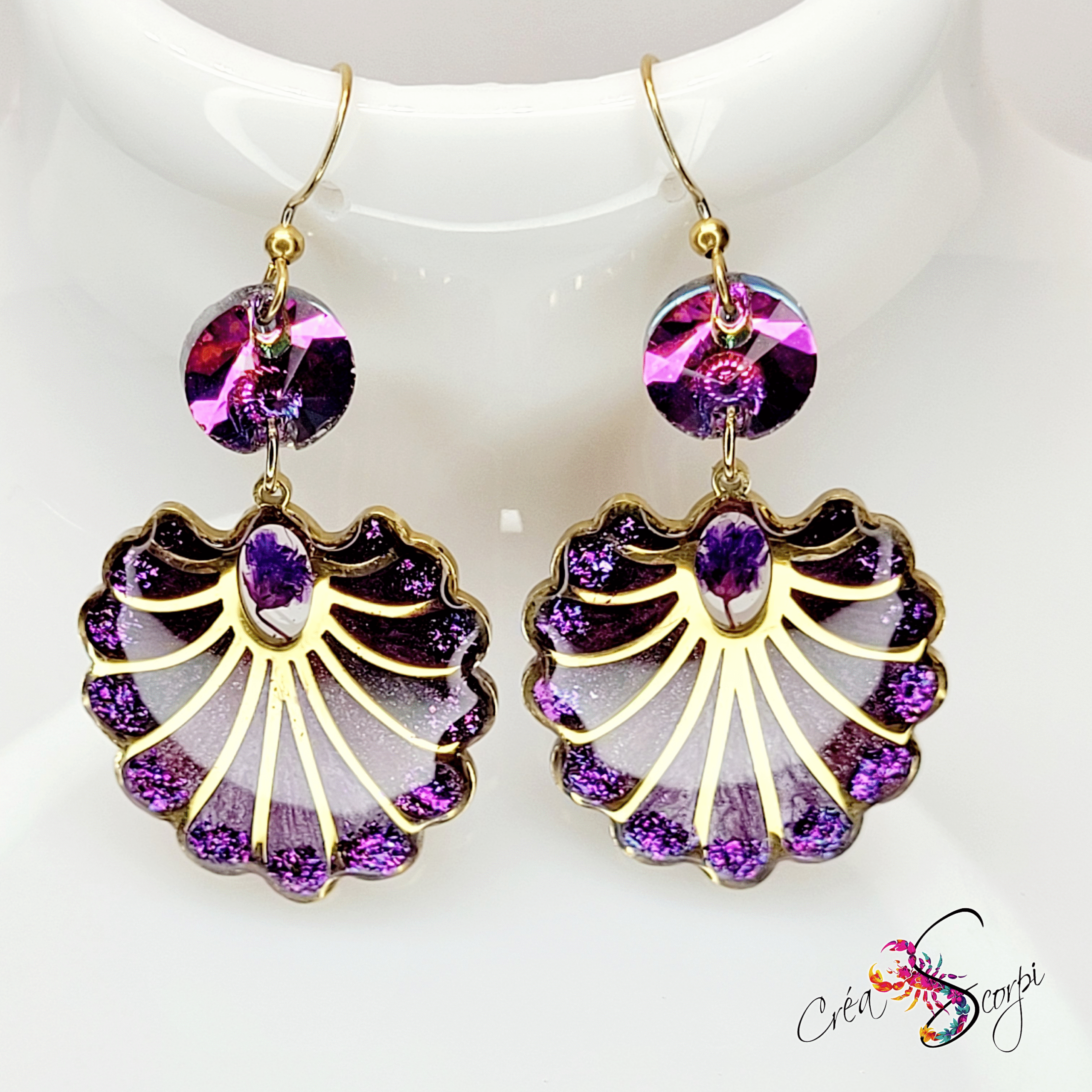 Boucles d'oreilles "Écailles Impérial Violet" – Image 2