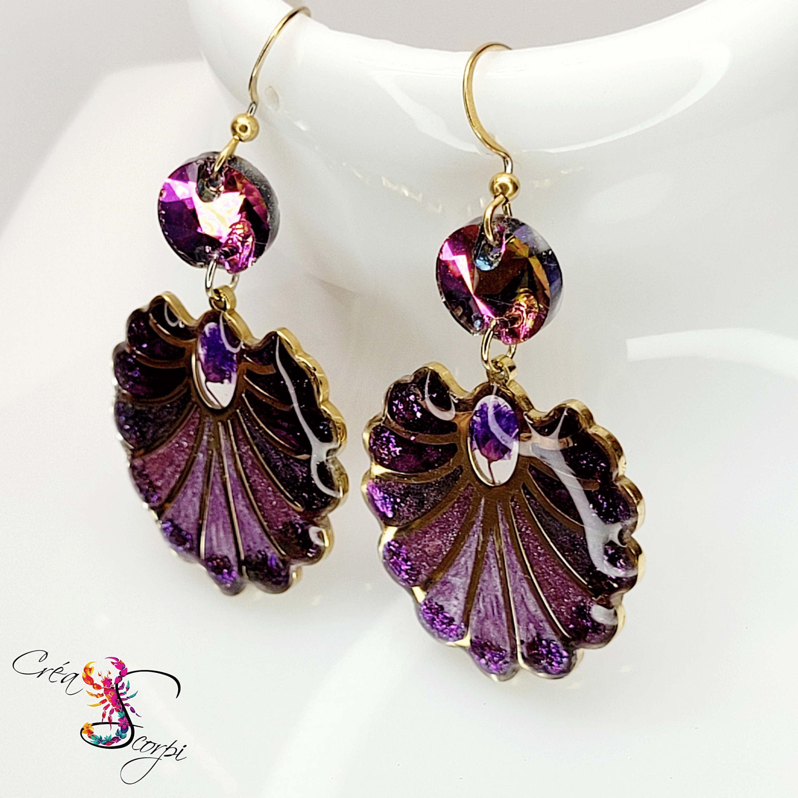 Boucles d'oreilles "Écailles Impérial Violet" – Image 3