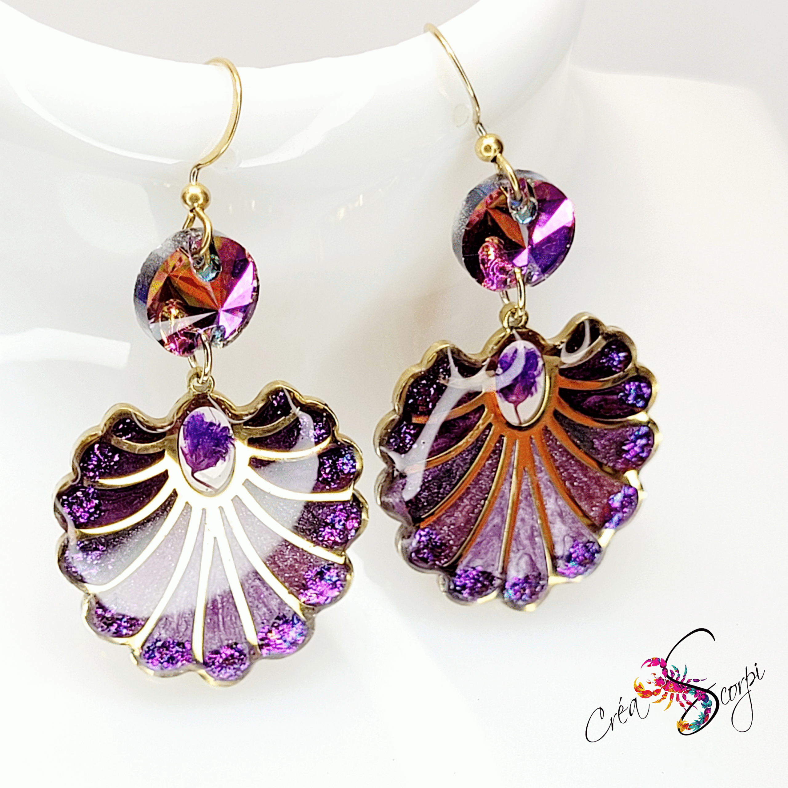 Boucles d'oreilles "Écailles Impérial Violet"
