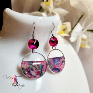Boucles d'oreilles Univers créatif "Floraux Tropical Pink"