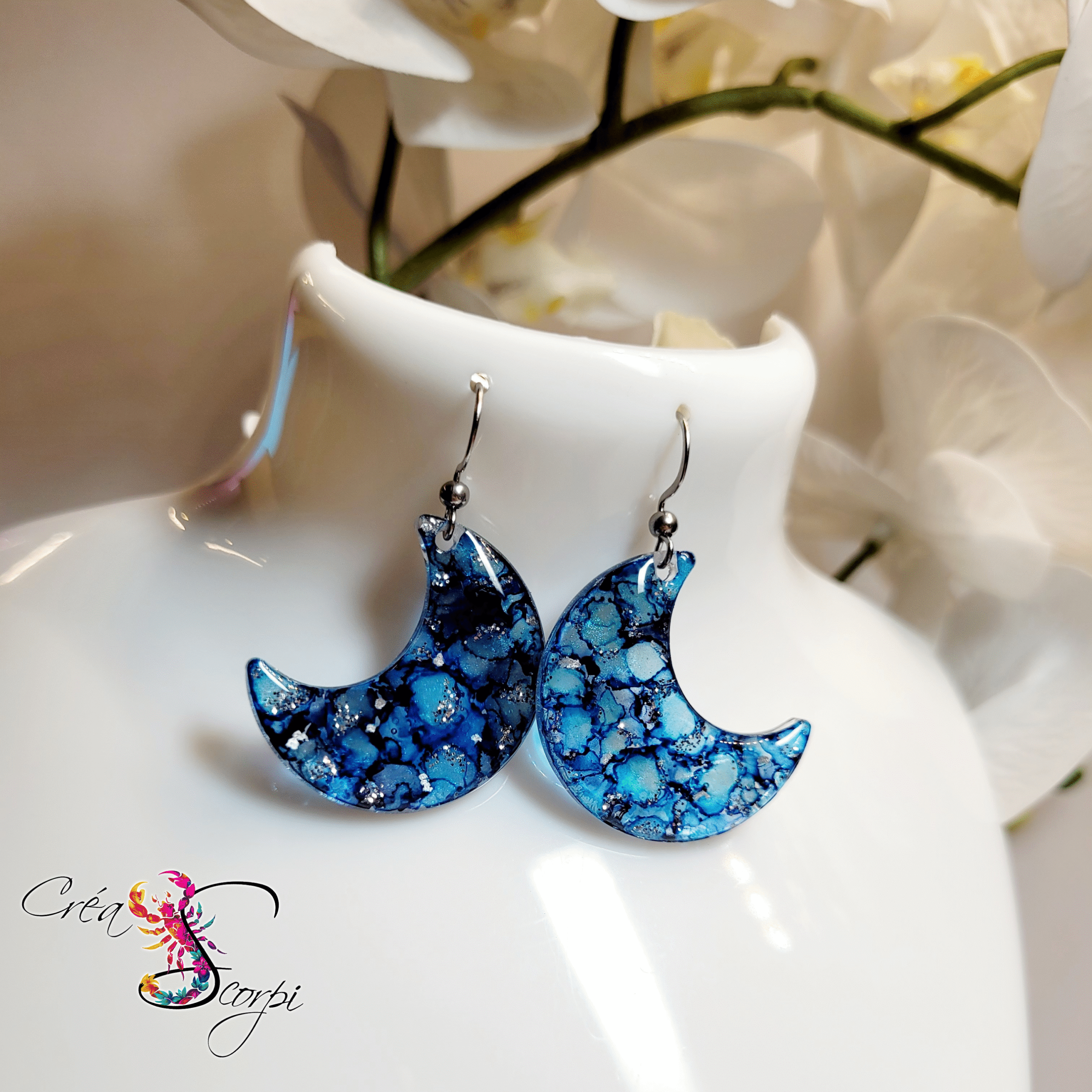 Boucles d'oreilles Essence Abstraite "Nuit lunaire" – Image 2