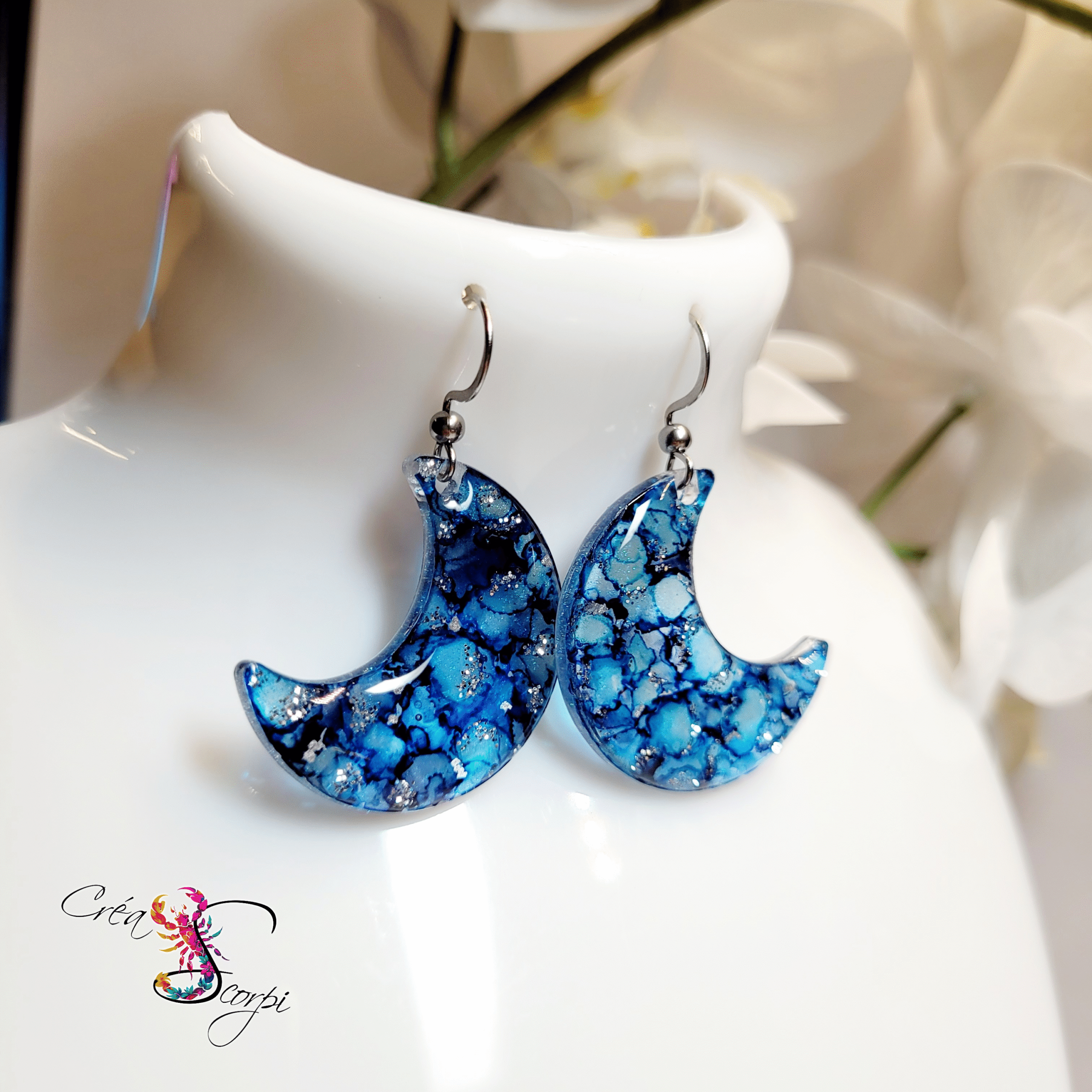 Boucles d'oreilles Essence Abstraite "Nuit lunaire" – Image 4
