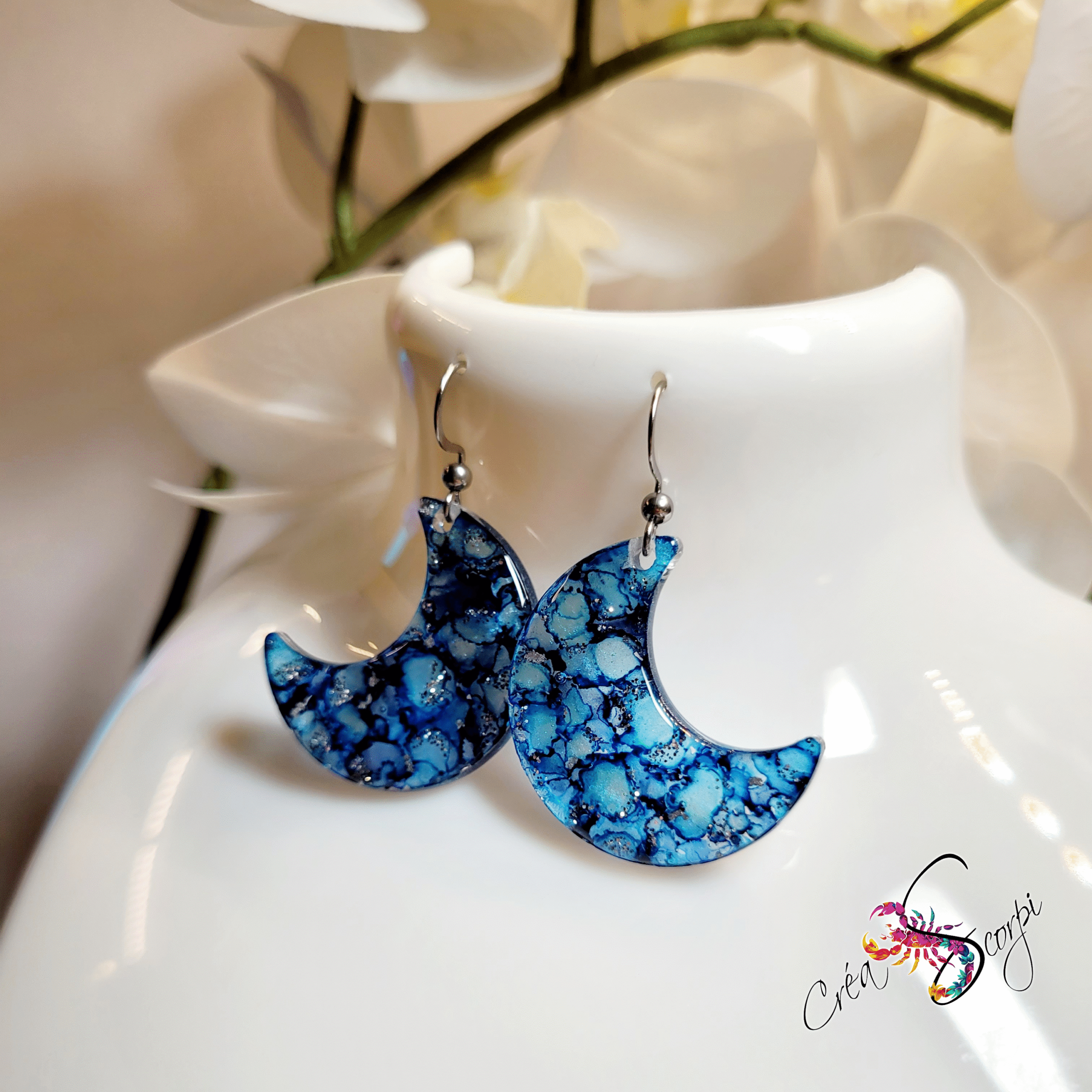 Boucles d'oreilles Essence Abstraite "Nuit lunaire" – Image 3
