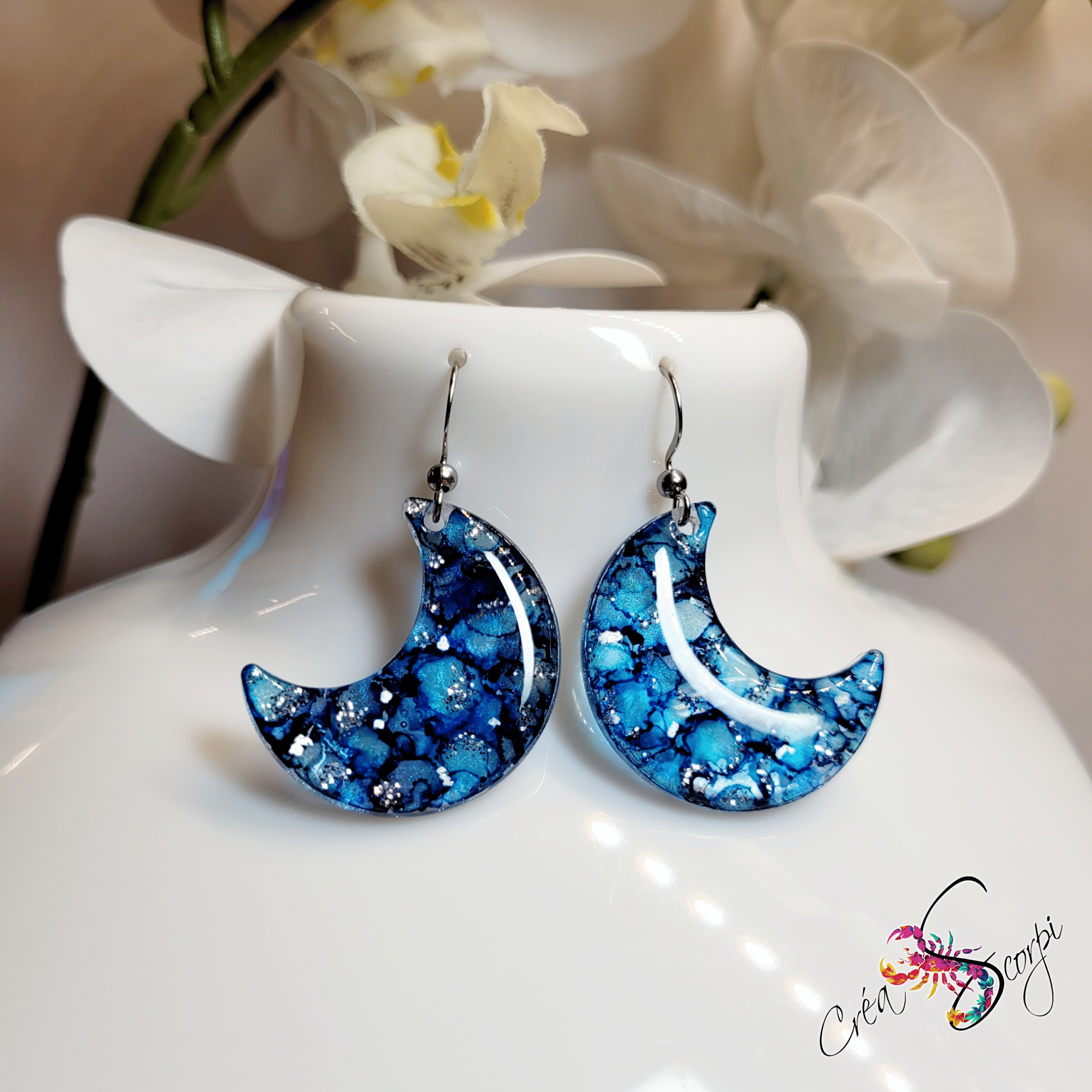 Boucles d'oreilles Essence Abstraite "Nuit lunaire"