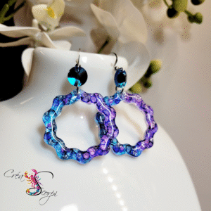 Boucles d'Oreilles Anneaux "Ondes Azurées"