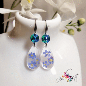 Boucles d'oreilles Goutte de Nature "Myosotis Célestes"