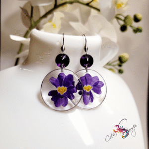 Boucles d'oreilles Beauté Naturelle "Primevère Violette Profonde"