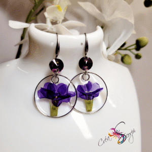 Boucles d'oreilles Beauté Naturelle "Primevère Pourpre Royale"