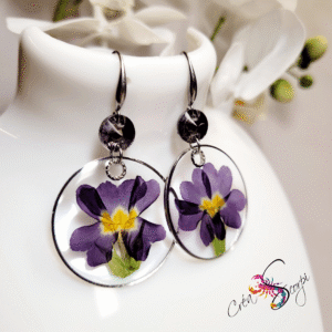 Boucles d'oreilles Beauté Naturelle "Primevère Pourpre Royale"