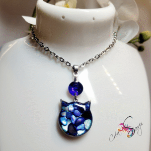 Collier "Mystère Félin Azur"