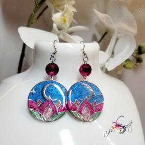 Boucles d'Oreilles "Nuit de Lotus Scintillante"