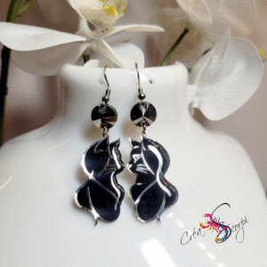 Boucles d'Oreilles Puces Chat Noir Élégantes
