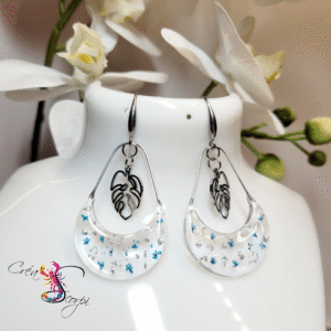 Boucles d'Oreilles Gouttes "Éclat Floral Bleu"