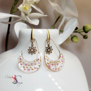 Boucles d'Oreilles Gouttes "Éclat Floral Rosé"