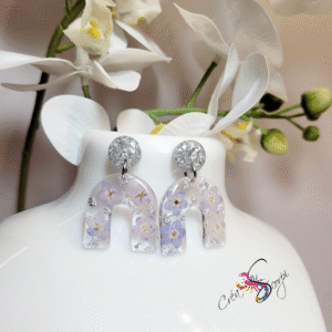Boucles d'Oreilles "Arc-en-Ciel Fleuri Argenté"