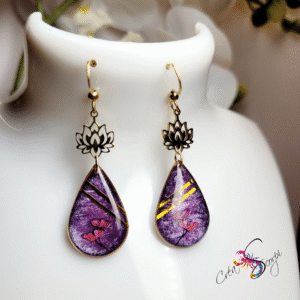 Boucles d'Oreilles "Lotus Pourpre Mystique"