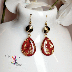 Boucles d'oreilles "Noël Enchanté Rouge et Or"