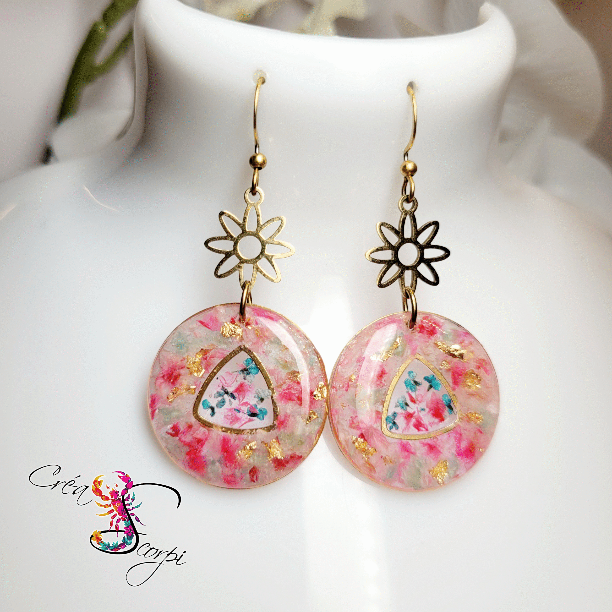 Boucles d'Oreilles "Jardin Secret Rosé"