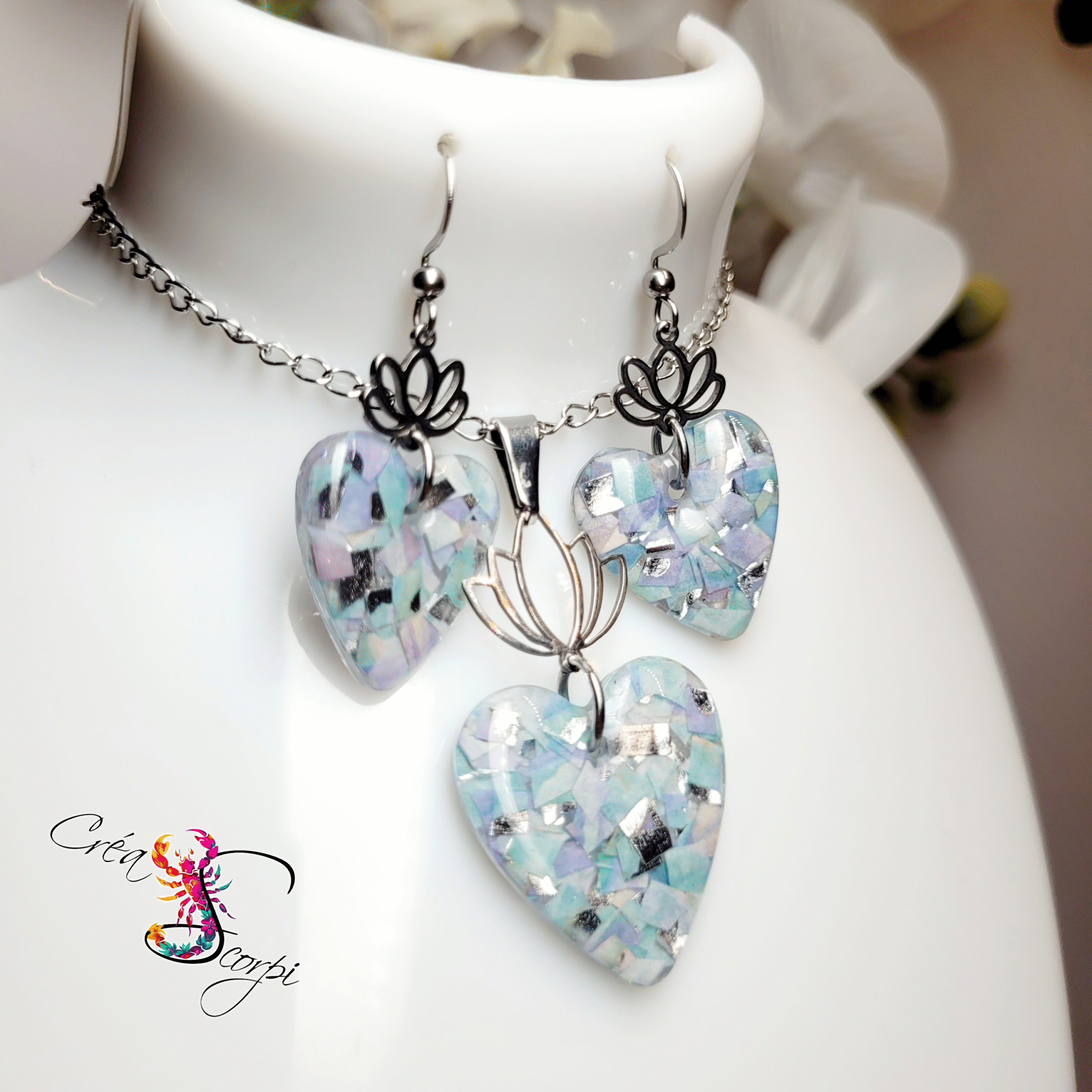 Parure "Cœur de Lotus Givré – Image 2