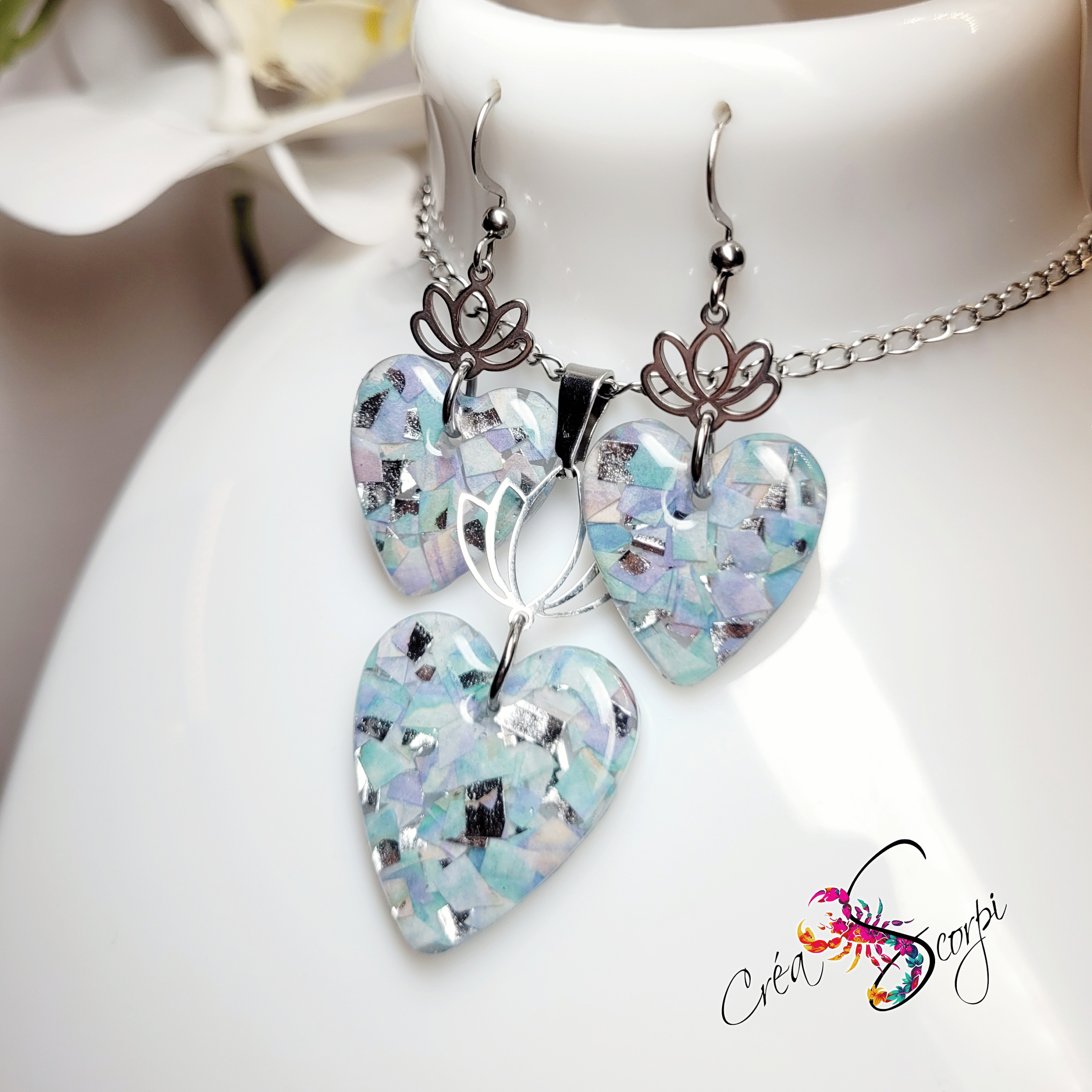 Parure "Cœur de Lotus Givré – Image 3